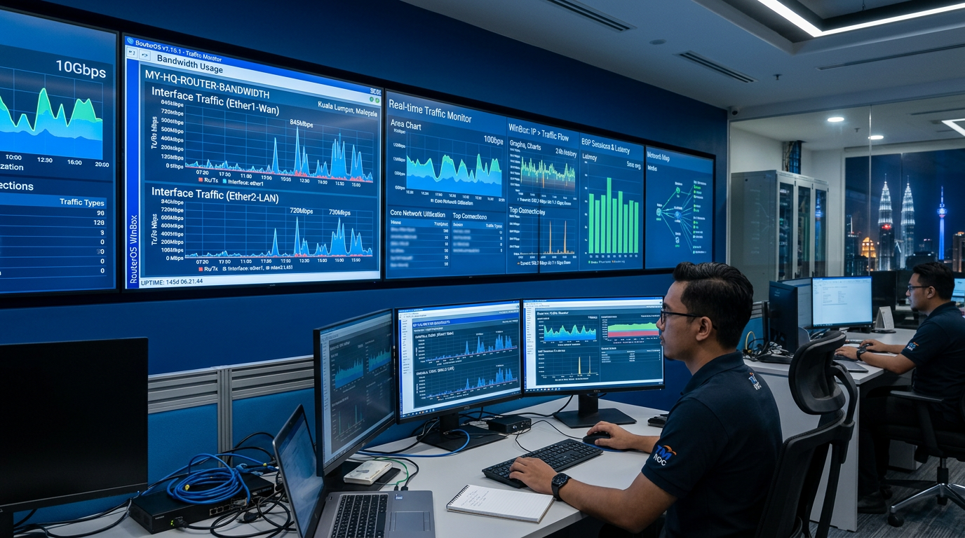 WinBox — Graf Pemantauan Lebar Jalur Rangkaian